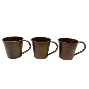 3 SERTODO DIGNIDAD Mexico Hammered Copper Aged Patina Steel Handle Mule Mugs